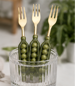 Ensemble de fourchettes dorées au design de coque de pois, couverts fantaisie, compatibles lave-vaisselle, pour occasions festives - Product Image 3