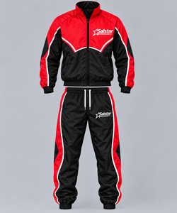 Conjunto Deportivo Personalizado para Hombre en Negro y Rojo, Chaqueta Cortavientos Ligera y Pantalones Jogger, Fabricantes de Ropa Deportiva al Por Mayor - Product Image 1