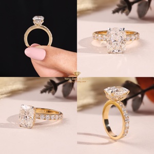 Bague en or massif 14 carats avec diamant de laboratoire CVD taille coussin glamour pour une date spéciale, 4,00 carats, couleur E, clarté VVS2, certifiée IGI - Product Image 5