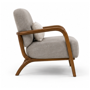 Fauteuil lounge moderne en teck massif, fauteuil d'appoint luxueux rembourré, meubles pour salon, hôtel, villa, appartement - Product Image 3