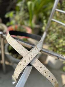 Premium <b>White</b> Hair Finish Leather <b>Belt</b> Vintage Western Look Heavy Duty Durable Alloy Pin Buckle 1-1.5inches Width All Lengths - Product Image 2