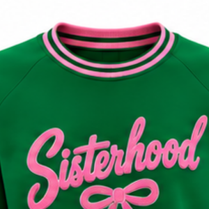 Green Women Knitted Rib <b>Sweatshirt</b> Sisterhood Pink Letter <b>Heart</b> Design Crewneck Long Sleeve Casual Pullover Custom Ladies - Product Image 6