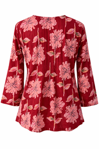 Blusa Floral Bordada Estampada de Cuello Cuadrado con Botones Delanteros para Mujer, Casual de Verano, Manga Tres Cuartos, Gasa, Estilo Bohemio, Ligera y Elegante - Product Image 2