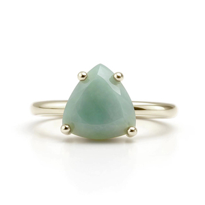 แหวนเงินแท้ 925 จากอินเดีย ประดับพลอยอะความารีนทรงทริลเลียนเจียระไนอย่างดี - Product Image 1