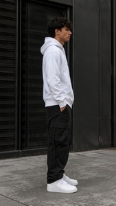 Sweat à capuche unisexe blanc oversize zippé 100 % coton French Terry, couleur unie, respirant, style streetwear anti-boulochage, idéal pour l'hiver - Product Image 3