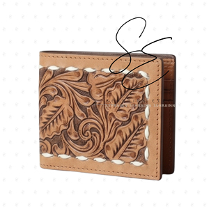 Portefeuille bifold en cuir véritable SEHRAINN Western fait main, pour homme, vintage, gaufré, fermeture pliante, court, usage quotidien - Product Image 1