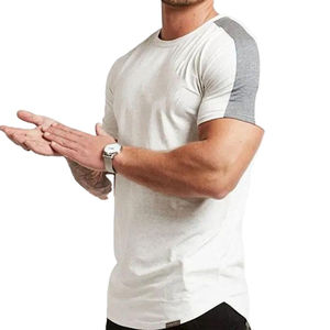 T-shirts de sport décontractés en polyester à col rond pour hommes, coupe ajustée, tricotés, pour la gym et le fitness, vêtements tendance pour adultes - Product Image 4