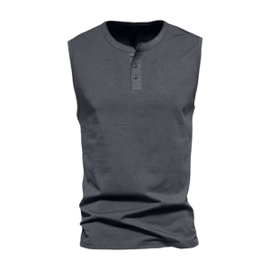 Débardeur Homme Sans Manches Col Rond Uni Tricoté Décontracté Style Musculation 100% Coton Respirant Anti-Boulochage Écologique Numérique - Product Image 5
