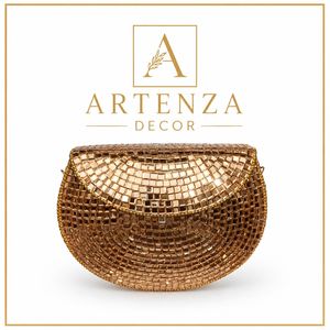 Golden Metal Rectangle Fashion Mosaic Clutch <b>Bag</b> Vintage Evening Purse Chain Strap Handmade Wedding Party for Women - Product Image 1