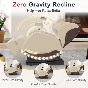 Sillón de Masaje de Cuerpo Completo con Gravedad Cero, Control por Voz, Bluetooth, Yoga, Estiramiento, Rodillos para Pies, Bolsas de Aire y Calefacción - Product Image 6