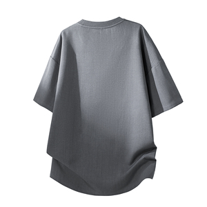 Custom Logo OEM Minimalist Men's Summer Casual Daily Drop Shoulder Stitched Crew <b>Neck</b> Breathable Short Sleeve <b>Polo</b> <b>Shirt</b> <b>T</b>-<b>Shirt</b> - Product Image 3