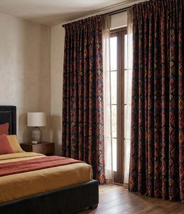 Paisley Ikat Velvet Blackout Window <b>Curtain</b> Each Panel Luxury Decorative Room Darkening Thermal Insulated Drapery <b>for</b> Living - Product Image 4