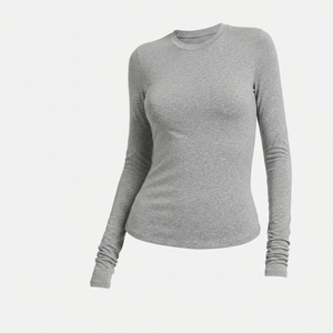 Women's Slim Fit Long Sleeve V Neck Sports Shirt Quick Dry Breathable Nylon Spandex Compression <b>Top</b> Custom Logo Fitness <b>Running</b> - Product Image 6