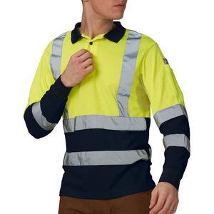 Chemise de travail haute visibilité à manches longues pour homme, vert sécurité, vêtements de chantier, haut haute visibilité pour travaux intérieurs ou extérieurs - Product Image 1
