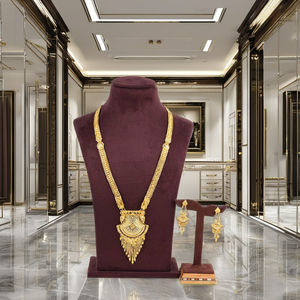 Ensemble de bijoux longs plaqués or 14K, 18K, 24K en gros, ensemble de bijoux au design traditionnel, colliers de mode en laiton plaqué or. - Product Image 4