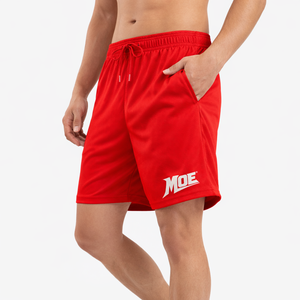 Pantalones Cortos Deportivos Casuales Rojos para Hombre, de Malla, Secado Rápido, Poliéster, Cintura Elástica, para Gimnasio y Entrenamiento, Logotipo Personalizado, Producción al por Mayor - Product Image 3