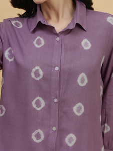 เสื้อเชิ้ตแขนยาวผ้าเรยอนเครปย้อมสีมัสตาร์ดสำหรับผู้หญิง คอปกแบบสเปรด สไตล์ลำลอง - Product Image 5