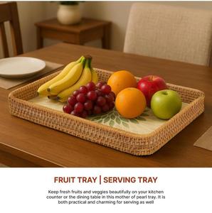 Juego de bandejas de servir talladas en madera de mango de color natural, vajilla decorativa ecológica para cocina, bandeja moderna de lujo apta para lavavajillas - Product Image 2