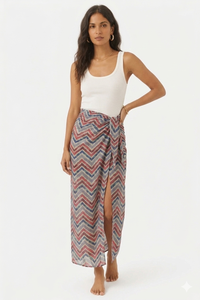 Falda multicolor con abertura y lazo en forma de chevron - Product Image 3