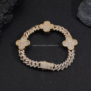 Luxury Gold Plated VVS Moissanite Diamond Jewelry <b>Bracelet</b> IGI Certified EF Quality Brilliant Cut Cuban Chain Fine Jewelry - Product Image 2