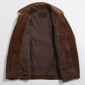 Men’s Classic Suede <b>Blazer</b> <b>Jacket</b> - Genuine <b>Leather</b> Luxury Coat - Product Image 2