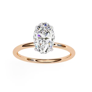 Anillo de Diamante Sintético Radiante de 1.00 Quilates con Corte Ovalado, Engaste Sub-Halo Sutil, Oro Sólido de 18K, Color E Certificado, Moderno y Elegante - Product Image 6