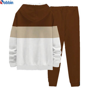 Ensemble de survêtement décontracté 2 pièces pour homme, style streetwear, en tissu tricoté polyester épais, coupe régulière, avec sweat à capuche imprimé et pantalon - Product Image 2