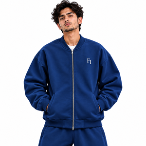 Sudaderas con capucha OEM/ODM con logo personalizado, sudaderas con cremallera para hombre, estilo lavado, esenciales, extragrandes, gruesas, con estampado en relieve, con cremallera completa, B2B, EE. UU. - Product Image 1