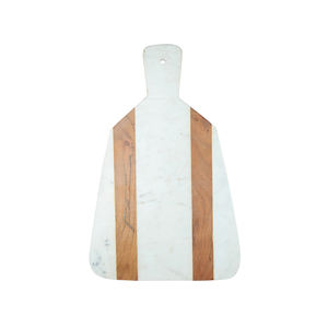 Elegante Tabla de Cortar de Madera Natural y Mármol Blanco Indio Hecha a Mano, Tabla de Cocina Premium para Servir, Apta para Lavavajillas, Antideslizante - Product Image 1