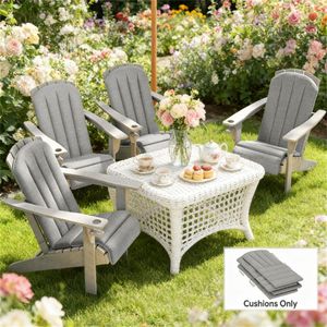 Set di 4 Cuscini Grigi per Sedie da Esterno, Cuscini per Sedie da Giardino e Terrazza - Product Image 1
