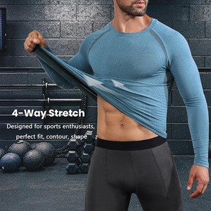 T-shirt de compression à manches longues pour homme, coupe ajustée, personnalisable, sous-vêtement de sport pour les séances d'entraînement et de course - Product Image 2