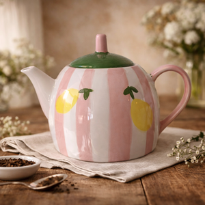 Théière au motif citron charmant avec bec verseur lisse, poignée confortable, corps isotherme, idéale pour un service de thé élégant - Product Image 1