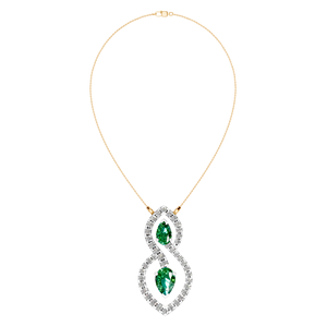 Collier élégant avec pendentif infini émeraude naturelle et diamant 14K/18K jaune or blanc rose en forme de poire pendentifs fins et breloques - Product Image 1