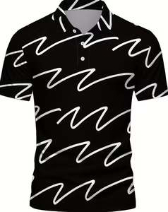 Latest Design Striped Short Sleeve Printed Knitted Jersey Men's Plus Size Summer Casual Shirts Breathable Eco-Friendly 100% - Product Image 1