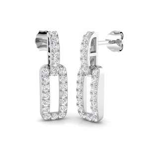 Boucles d'oreilles en diamant rondes Paper Clip, 0,70 ct, diamant cultivé en laboratoire, en or 18 carats et platine - Product Image 3