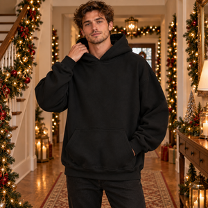 <b>Christmas</b> Graphic <b>Hoodie</b> Men Holiday Warm Seasonal OEM ODM Streetwear Style Outfit Low MOQ Winter Wear Manufacturer Festive - Product Image 2