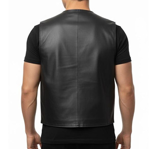 Chaleco de Motocicleta sin Mangas de Cuero para Hombre y Mujer, Talla Grande, Bolsillo Oculto para Pistola, Resistente al Viento, Ropa Deportiva Negra para Motocross - Product Image 3