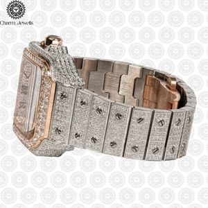 Montre pour homme Charm_Jewells en acier inoxydable 38 mm avec accents de diamants, analogique, mécanique, résistante à l'eau 10 bars, date automatique, luxe et mode - Product Image 6