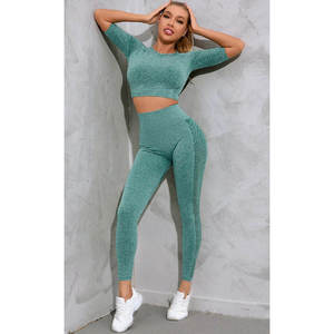 Nouvel Arrivage Ensemble de Compression 2 Pièces pour Femme Respirant Écologique Séchage Rapide Logo Frontal Sans Couture Legging de Sport Soutien-Gorge de Sport Ensemble de Yoga - Product Image 1