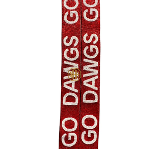 สายกระเป๋าปักลูกปัดสีแดงขาว Go Dawgs พร้อมฮาร์ดแวร์สีทอง สายสะพายไหล่ถอดได้ ผู้ผลิต OEM - Product Image 3