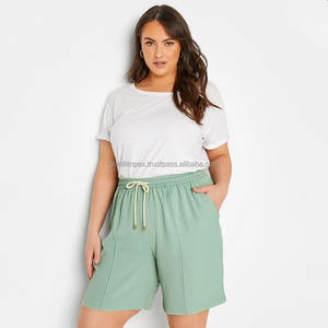 Short d'été 100% coton pour femmes de qualité supérieure décontracté taille haute respirant conception unie avec décoration élégante en fourrure d'arc personnalisable - Product Image 4