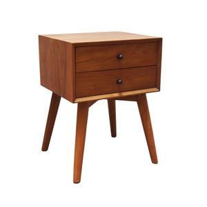 Mesita de noche moderna, mesita de noche, madera maciza de teca, acabado Natural, cajones elegantes, perfectos para dormitorio, Hotel, Villa, Resort - Product Image 1