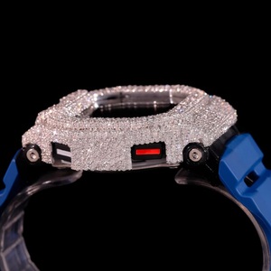 Reloj de pulsera de lujo mecánico de acero inoxidable con moissanita, estilo hip hop, de 20 mm, con diseño digital azul y efecto helado, de alta gama. - Product Image 2