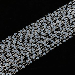 Chaîne de chapelet en hydro-cristal blanc arc-en-ciel, perles facettées de 3 mm, fil plaqué argent, enroulé, rouleau en vrac pour la fabrication de bijoux - Product Image 4
