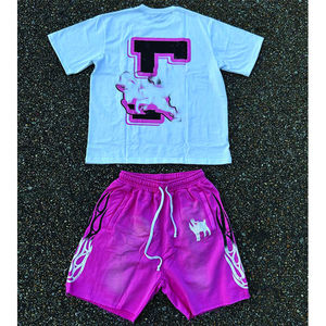 Conjunto de dos piezas de verano para hombre con estampado gráfico, camiseta y pantalones cortos, conjunto informal de ropa urbana a la moda. - Product Image 2