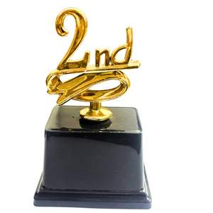 Juego de Trofeos Metálicos de Moda con Acabado Dorado, Trofeos de 1er, 2do y 3er Lugar con Base Negra para Reconocimiento y Celebración de Competencias - Product Image 2