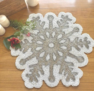 Handmade Needlework <b>Beaded</b> Table Mat Luxury Decorative Placemat by Creative Art Zone - Product Image 1