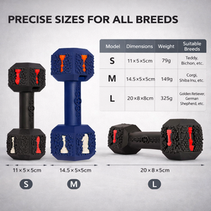 لعبة مضغ للكلاب غير قابلة للتلف، أداة تغذية مطاطية على شكل دمبل للتحفيز العقلي، لعبة أسنان مقاومة للعض ومانعة للتسرب - Product Image 2