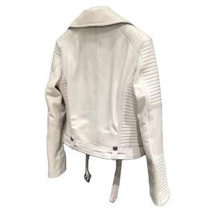 Nueva Chaqueta de Cuero para Mujer, Estilo Moto, Manga Larga, Negra, Corta, con Cinturón en la Cintura, Transpirable, Resistente al Viento, con Bolsillos con Cremallera - Product Image 2