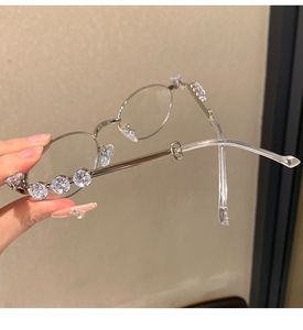 Gafas de Sol de Metal Ovaladas Estilo Y2K con Diamantes para Mujer, Diseño Cóncavo, Estilo Urbano y Personalizado - Product Image 5